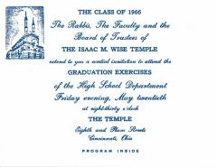 Issac M. Wise Temple 1966 Graduation Exercises Program