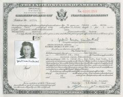 U.S. Certificate of Naturalization - Gertrud Susan Freudenthal