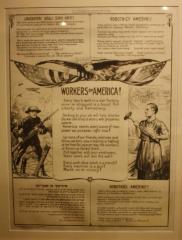 World War I Poster (1918) - Workers of America Call to action by the Association of Manufacturers
