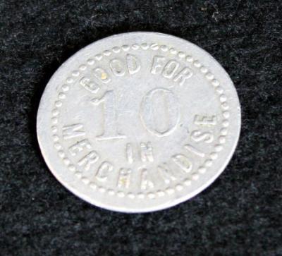 Anshe Sholom Congregation (Cincinnati, Ohio) 10 Cent Merchandise Token - 1920s