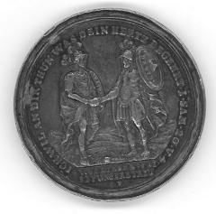 David &amp; Jonathan Biblical Medal Depicting the dramatic moment when Jonathan met David at a pile (or "ezel") of stone to warn him that Saul intended to kill him