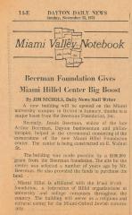 Article re: the $100,000 Grant from the Beerman Foundation towards the building of the Miami University Hillel Center, 1973