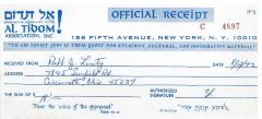 Al Tidom! (New York, New York) - Contribution Receipt (no. C4897), 1972