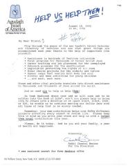 Agudath Israel of America (New York, New York) - Letter of Solicitation, 1992