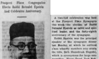 Article Regarding Rabbi Betzalel Epstein Elected as Rabbi of Prospect Place Synagogue, Cincinnati, Ohio