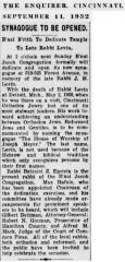 Articles Regarding Naming of B'Nai Jacob Congregation after Rabbi Joseph Meyer Levin