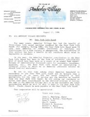 Amberly Village (Cincinnati, OH) - Letter of Solicitation, 1986