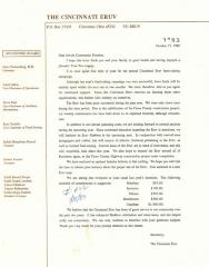 The Cincinnati Eruv (Cincinnati, OH) - Letter of Solicitation, 1988