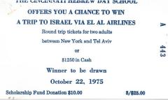Cincinnati Hebrew Day Schools (Cincinnati, OH) - Raffle tickets (nos. 443-454), 1973