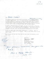 Daughters of Zion (Cincinnati, OH) - Letter of Solicitation, 1984