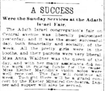 Articles Regarding 1895 / 1896 Acquiring of new Synagogue for of Adath Israel Congregation (Cincinnati, Ohio)