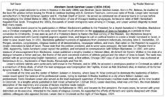 Biography of Rabbi Avrahom Gershon Lesser from Congregation Ohr Torah (Edison, NJ) 2014 Newsletter