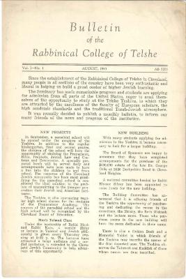 Bulletin of the Rabbinical College of Telshe, Vol I - Issue 1 - Telshe Yeshiva (Cleveland, Ohio)