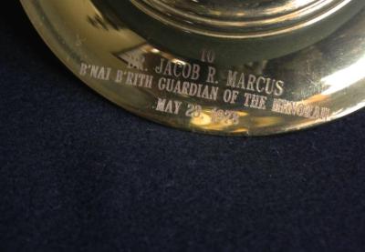 20th Century Menorah awarded to Jacob Rader Marcus 
