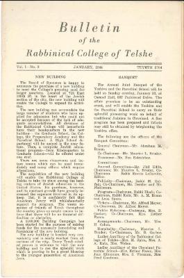 Bulletin of the Rabbinical College of Telshe, Vol I - Issue 3 - Telshe Yeshiva (Cleveland, Ohio) - January 1944