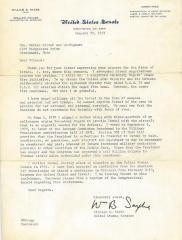 Letter from Senator William B. Saxbe to Mr. Nathan Silver in 1971 regarding his Support for the State of Israel