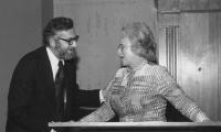 Photograph of Gerald F. Wilks and Mrs. Arthur Beerman at the Arthur Beerman Center Dedication Ceremony, 1974
