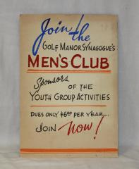 Sign Advertising the Golf Manor Synagogue Men's Club
