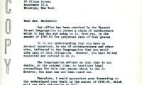 Letter from Kneseth Israel to Lena Berkowitz concerning overdue funds, May 10, 1966