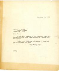 Letter from Kneseth Israel to M.J. Levine concerning a meeting, February 26, 1942