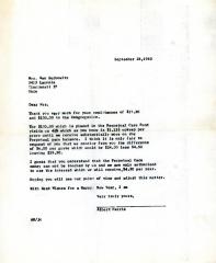 Letter from Kneseth Israel to Mrs. Ben Berkowitz concerning payments for Perpetual care,  September 26, 1963