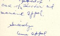 Letter from Anne Appel to Kneseth Israel concerning a check sent for perpetual care, September 28, 1961