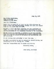 Letter from Kneseth Israel to Nathan Moschinsky concerning dues, July 25, 1964