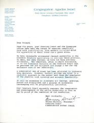 Letter from Agudas Israel Congregation to Kneseth Israel concerning the appearance of gravesites 