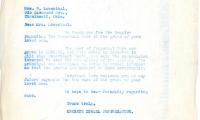 Letter from Kneseth Israel to Mrs, B. Lowenthal concerning perpetual care, September 2, 1953