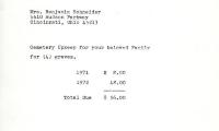 Cemetery upkeep statement for Benjamin Schneider from Kneseth Israel, May 1, 1972