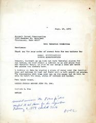 Letter from United States Bronze Sign Company to Kneseth Israel Cemetery concerning the fonts and lettering of memorial tablets ordered, September 19, 1973