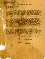 Correspondence with the Vigransky family concerning their memorial chapel, July 7, 1963