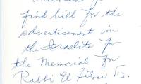 Letter from Mrs. Nathan Silver to Kneseth Israel concerning a memorial, April 4, 1968