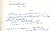 Cemetery upkeep statement for Sarah Levine from Kneseth Israel, May 21, 1971