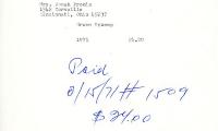 Cemetery upkeep statement for Jonah Pronin from Kneseth Israel, May 21, 1971