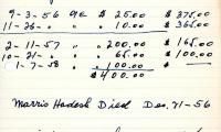 Morris Hadesh's cemetery account statement from Kneseth Israel beginning September 3, 1956