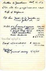 Esther Jacobson's cemetery account statement from Kneseth Israel beginning October 24, 1953