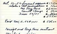Isaac Horowitz's cemetery account statement from Kneseth Israel beginning October 10, 1956
