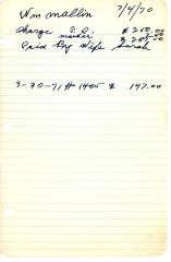 William Mallin's cemetery account statement from Kneseth Israel, beginning March 30, 1971