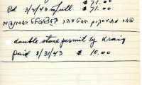 Effel Menachoff's cemetery account statement from Kneseth Israel, beginning February 3, 1943