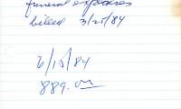 Emelich Iser's cemetery account statement from Kneseth Israel beginning February 3, 1984