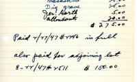 Joe Meckler's cemetery account statement from Kneseth Israel, beginning January 13, 1947