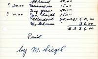 Wilma Iser's cemetery account statement from Kneseth Israel beginning November 5, 1952