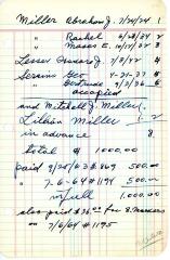 Abraham Miller's cemetery account statement from Kneseth Israel, beginning September 25, 1963