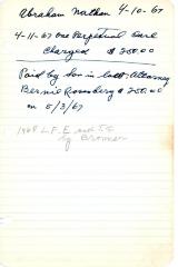 Abraham Nathan's cemetery account statement from Kneseth Israel, beginning April 11, 1967