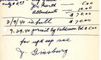 Wolf Moiger's cemetery account statement from Kneseth Israel, beginning January 6, 1940