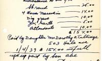 Gittel Misrach's cemetery account statement from Kneseth Israel, beginning December 12, 1938