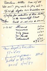 After Peerless's cemetery account statement from Kneseth Israel, beginning May 25, 1943