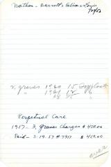 Nathan Family's cemetery account statement from Kneseth Israel, beginning in 1957