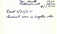 Abraham Rathenberg's cemetery account statement from Kneseth Israel, beginning August 25, 1952